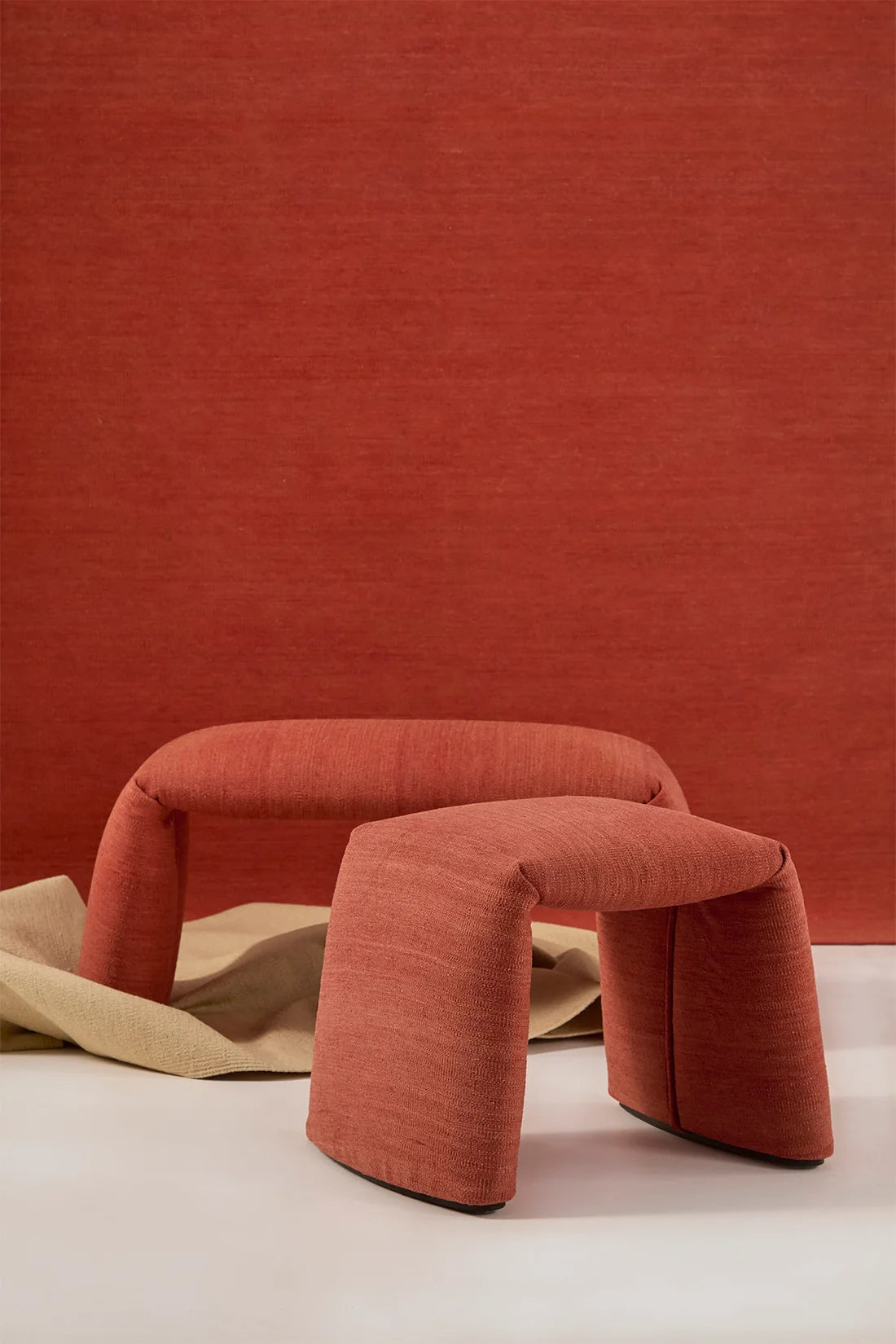 FOLDED POUF S SAFFRON RED