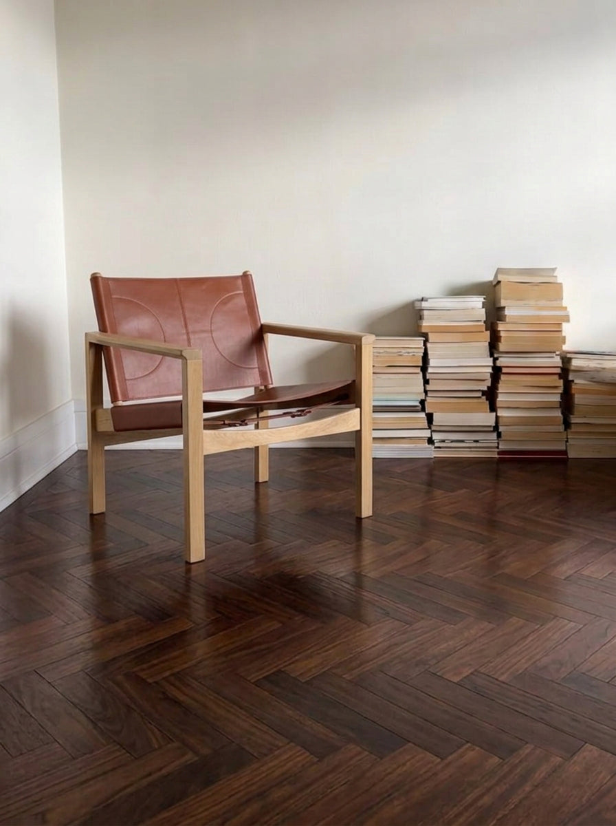 PEGLEV FAUTEUIL BUTACA ROBLE CUERO TERRACOTTA