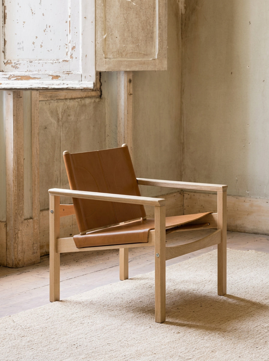 PEGLEV FAUTEUIL BUTACA ROBLE CUERO WHISKY