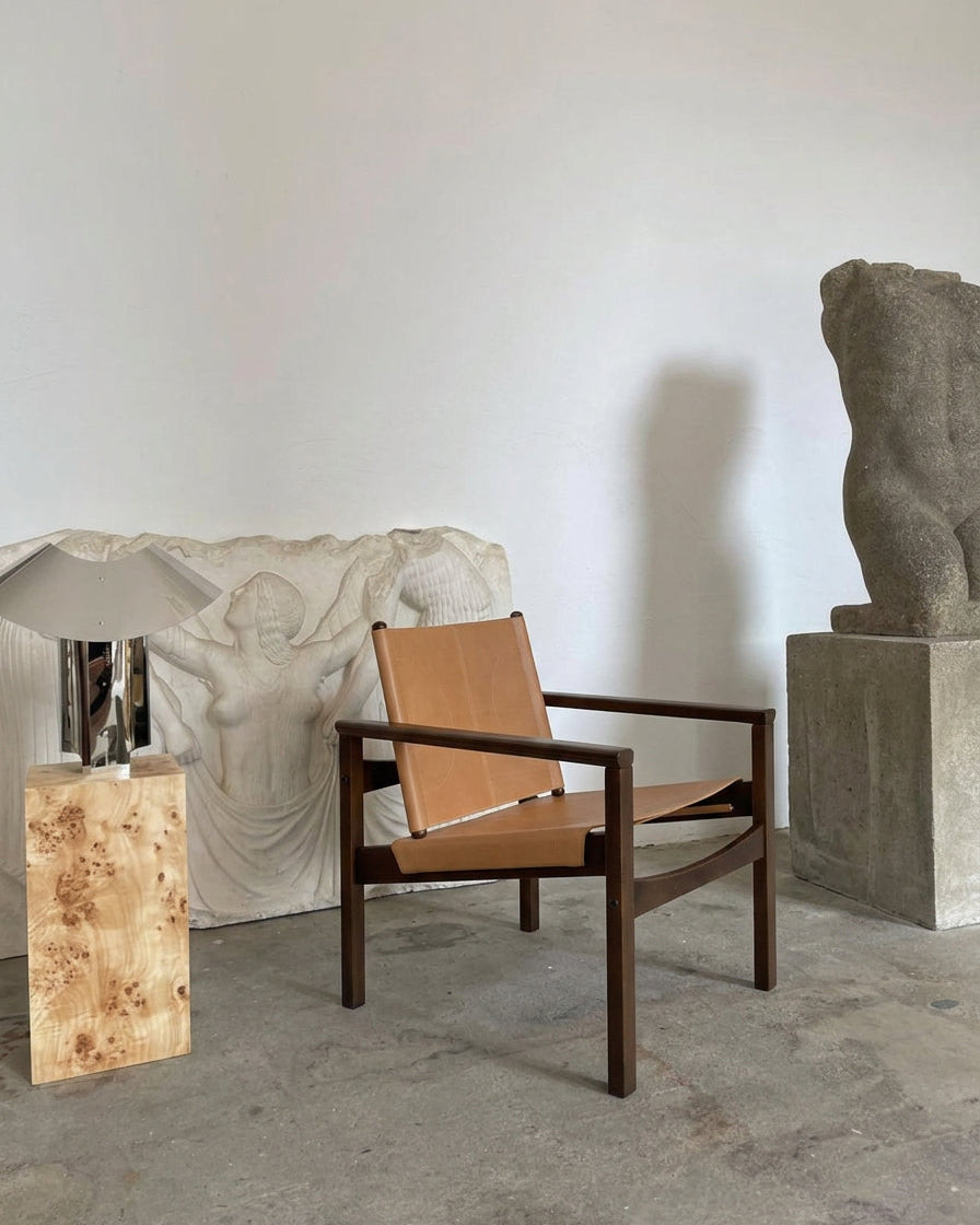 PEGLEV FAUTEUIL BUTACA NOGAL CUERO NATURAL VVN