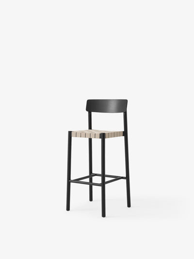 TABURETE BETTY TK15 NEGRO CON TEJIDO NATURAL