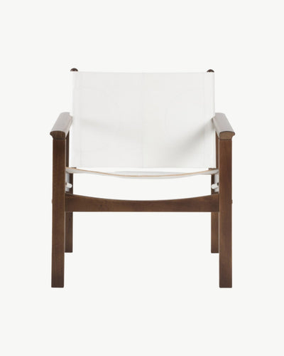 PEGLEV FAUTEUIL BUTACA NOGAL CUERO BLANCO