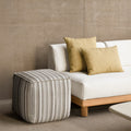 ZAHARA PUF EXTERIOR GREY STRIPE