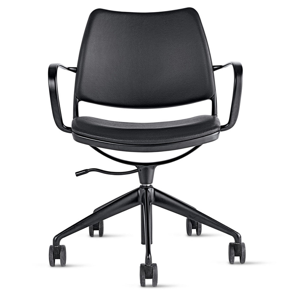 GAS SILLA TAPIZADA CON RUEDAS Y BRAZOS NEGRO